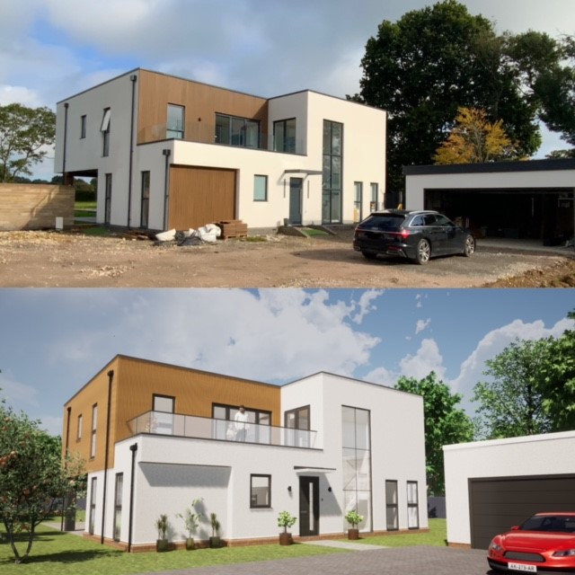 Modern 2 Storey New Build — CGI + Built