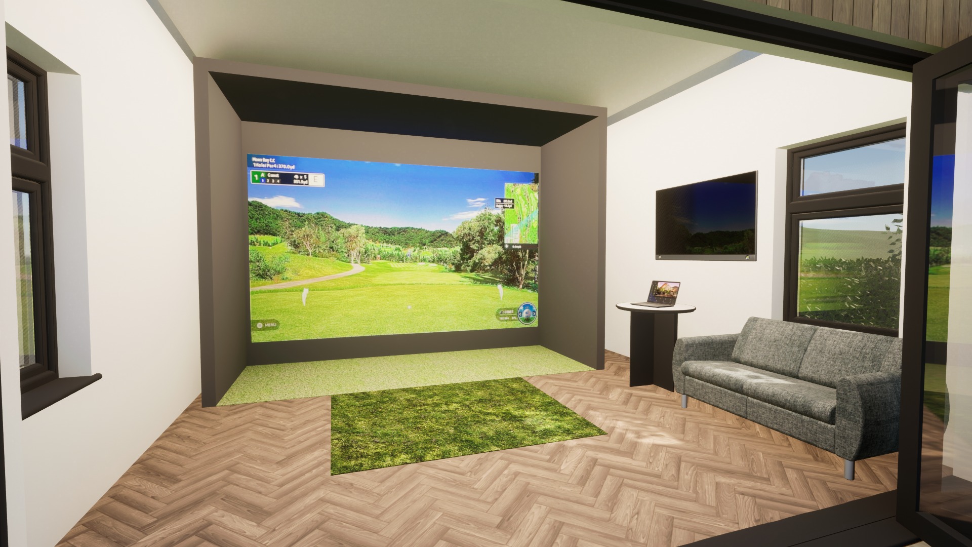 Golf simulator interior CGI