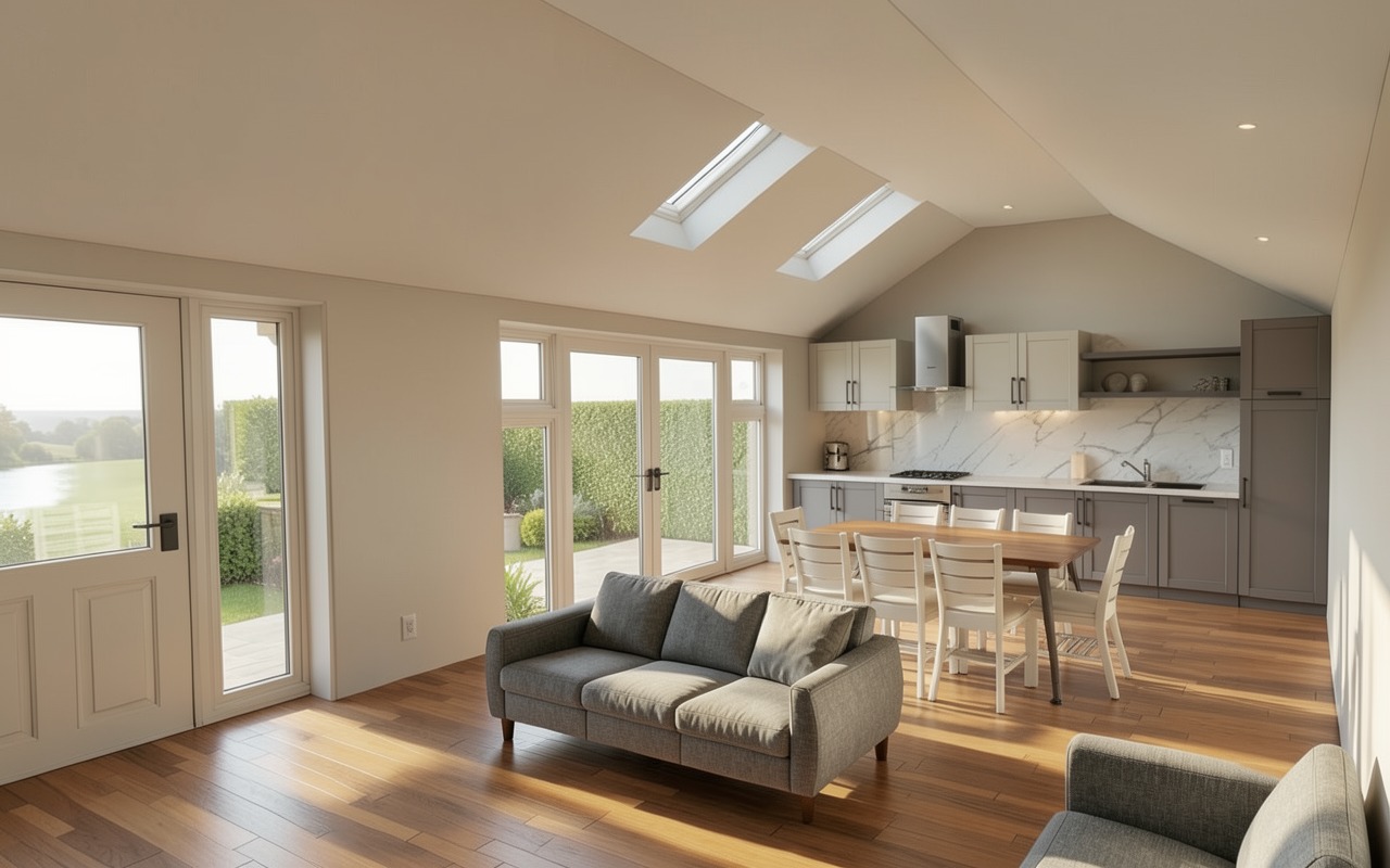 Open-plan kitchen and living area